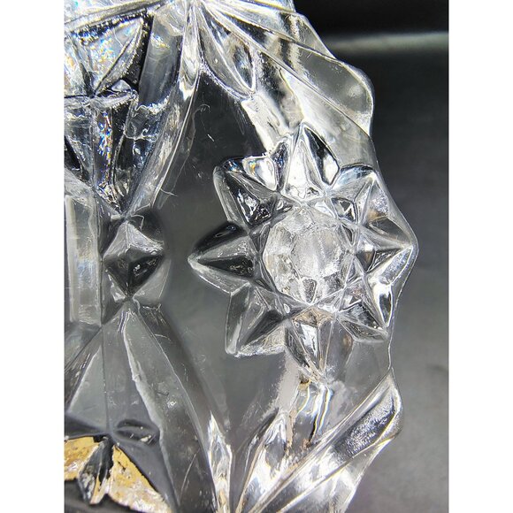 Vintage Ashtray Starburst Pattern Pressed Glass Mid Century Heavy Clear Barware - Picture 9 of 11